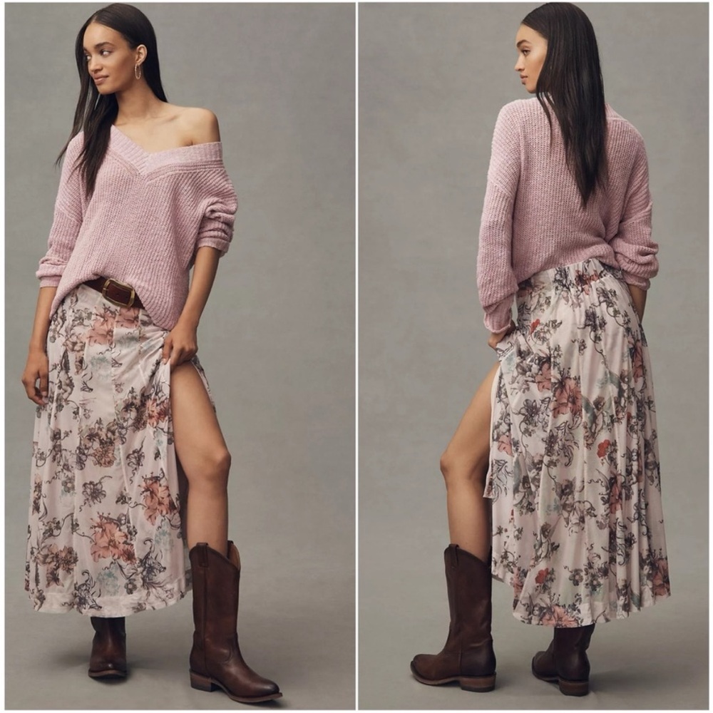 Pilcro by Anthropology Floral Midi Skirt